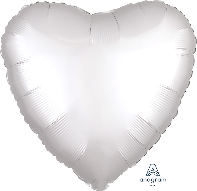 18" Satin Luxe White Satin Heart Foil Balloon