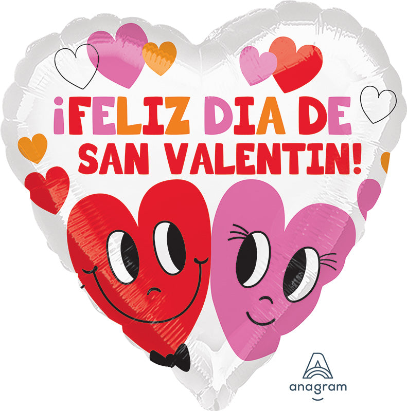 18" Feliz Hearts in Love (Spanish) Foil Balloon