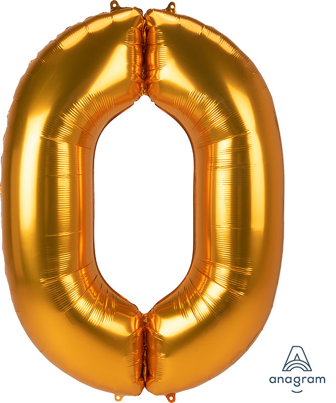 53" Jumbo Jumbo Anagram Brand Number "0" Gold Foil Balloon