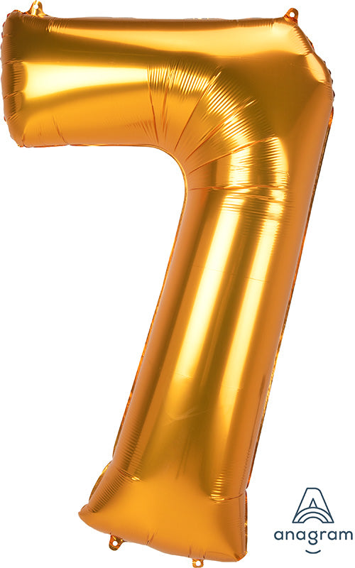 53" Jumbo Jumbo Anagram Brand Number "7" Gold Foil Balloon