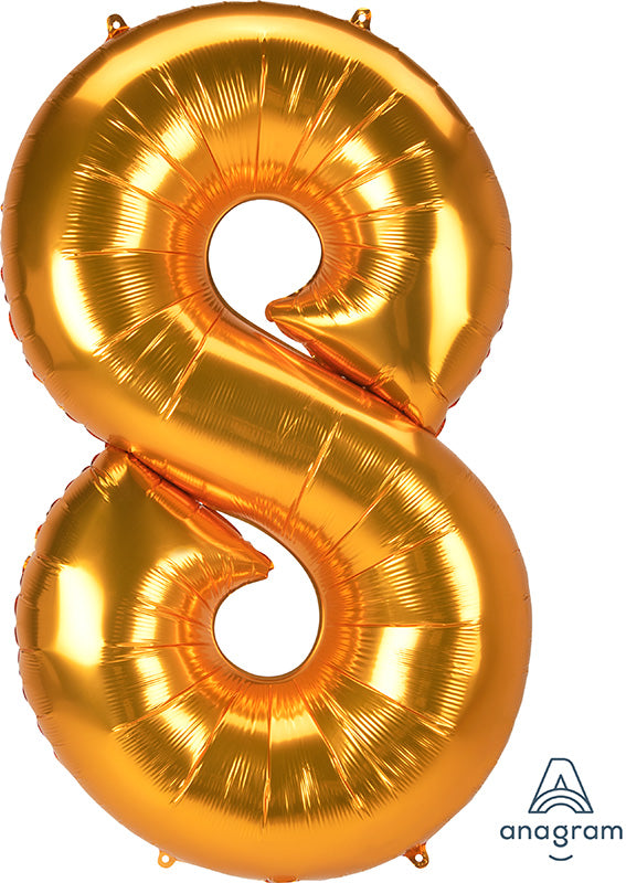 53" Jumbo Jumbo Anagram Brand Number "8" Gold Foil Balloon