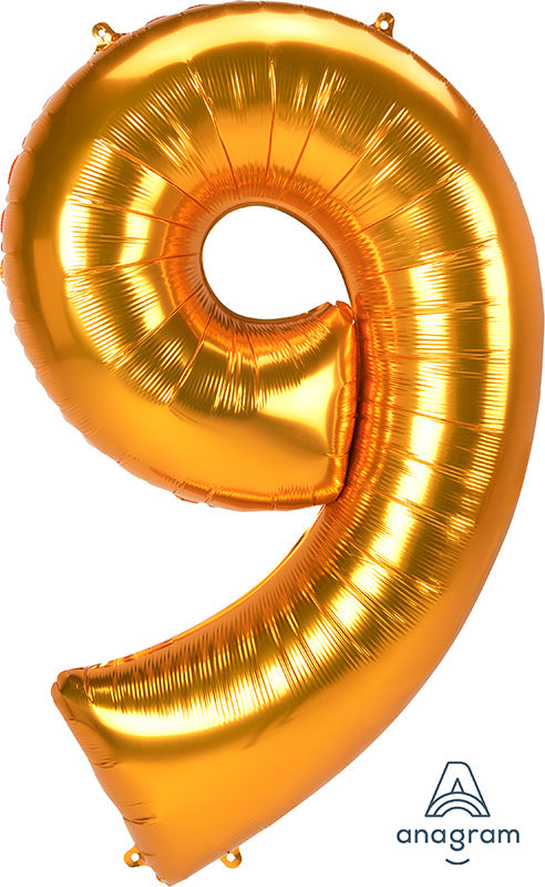 53" Jumbo Jumbo Anagram Brand Number "9" Gold Foil Balloon