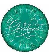 9" Airfill Only Green Starry Merry Christmas Balloon