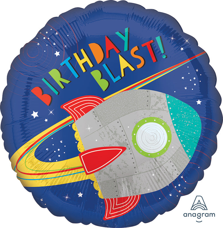 18" Blast off Birthday Spaceship Foil Balloon