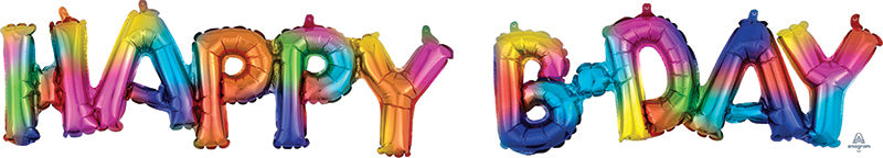 Airfill Only Block Phrase Happy Bday Rainbow Splash Balloon