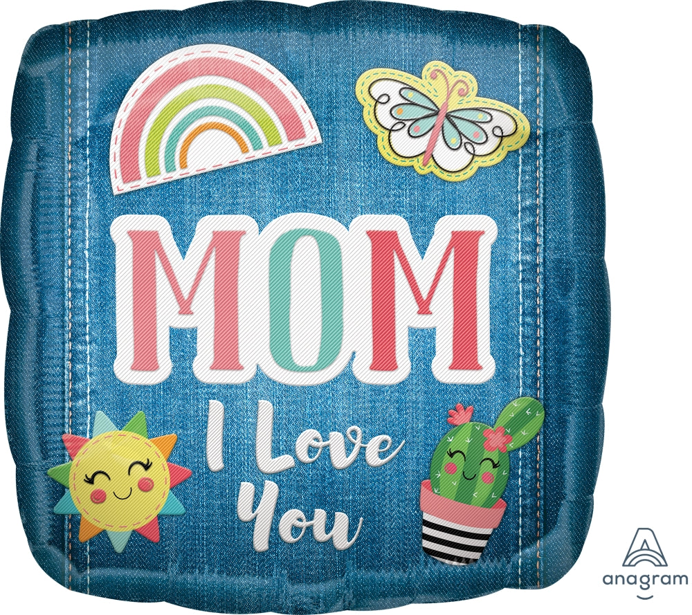 18" Mom I Love You Patches Foil Balloon