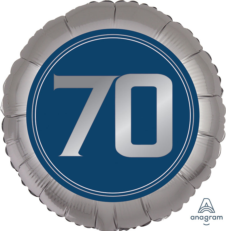 18" Silver/Blue Number 70 Foil Balloon