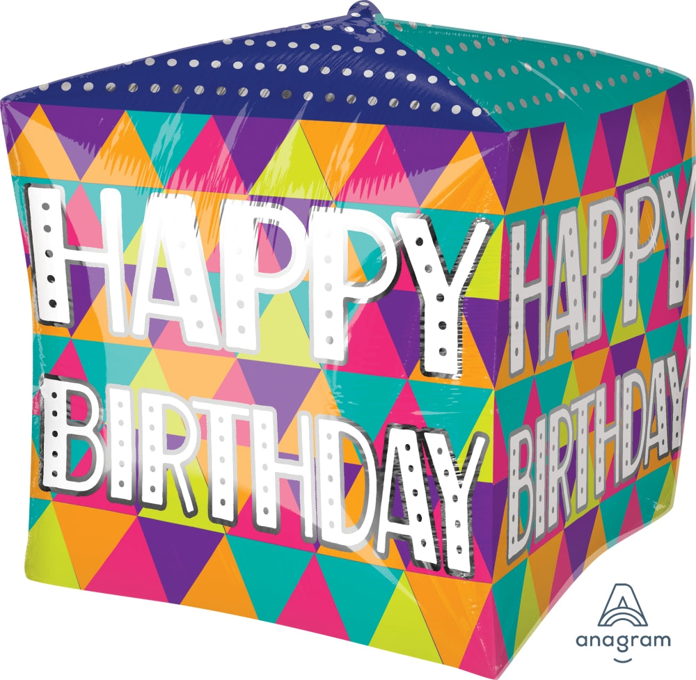 16" Colorful Triangles Happy Birthday Foil Balloon