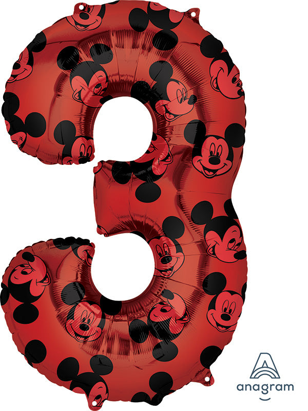 34" Mickey Mouse Forever Number 3 SuperShape Foil Balloon