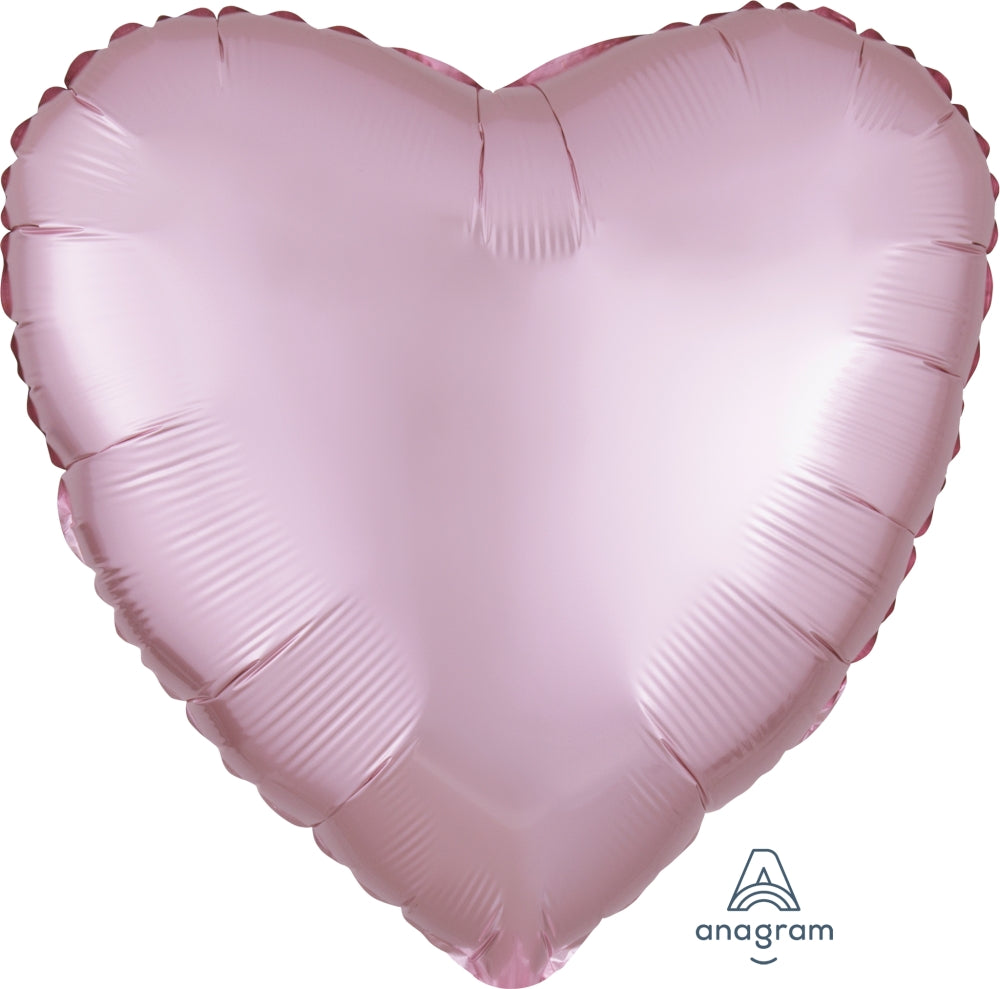 18" Satin Luxe Heart Pastel Pink Foil Balloon