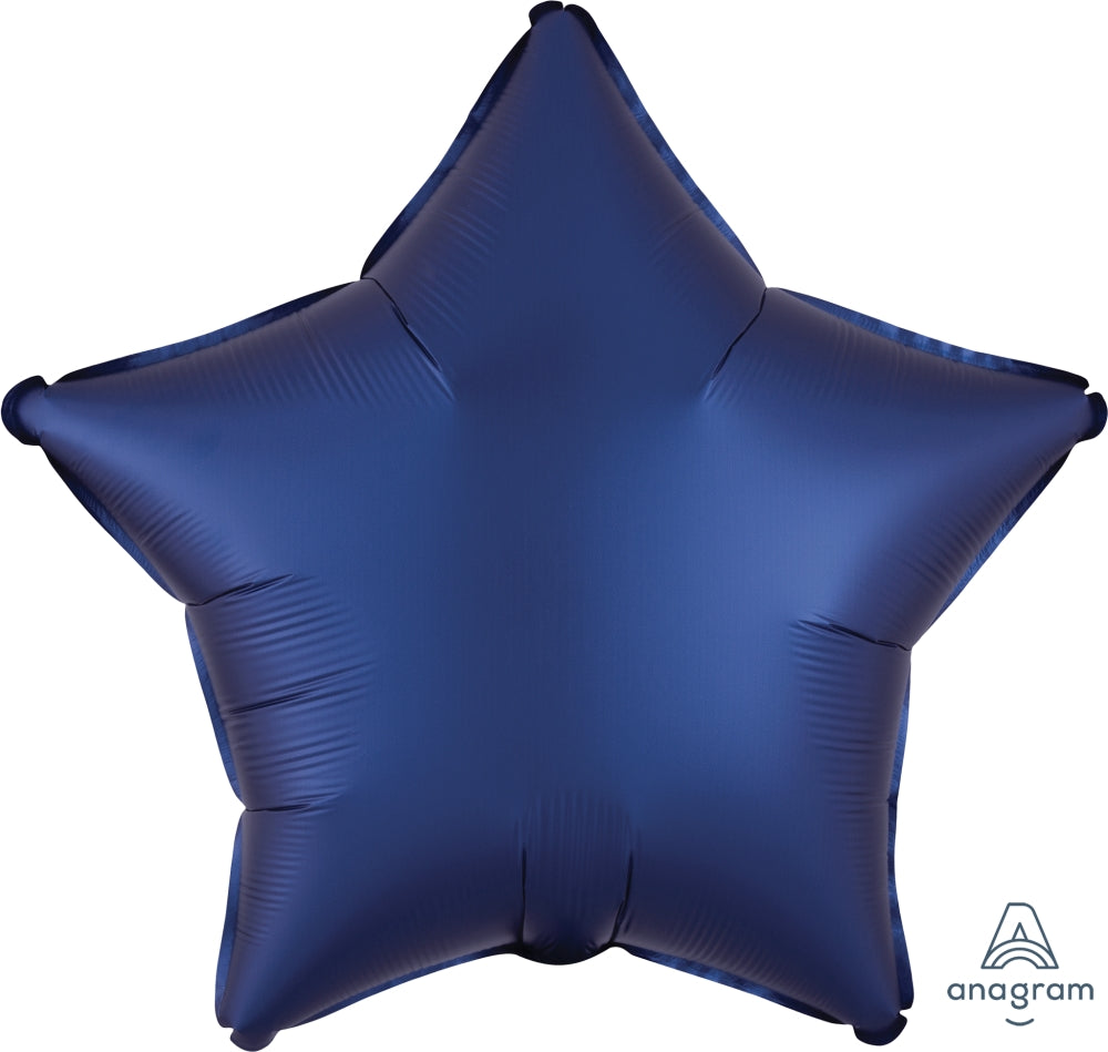 18" Satin Luxe Star Navy Blue Foil Balloon