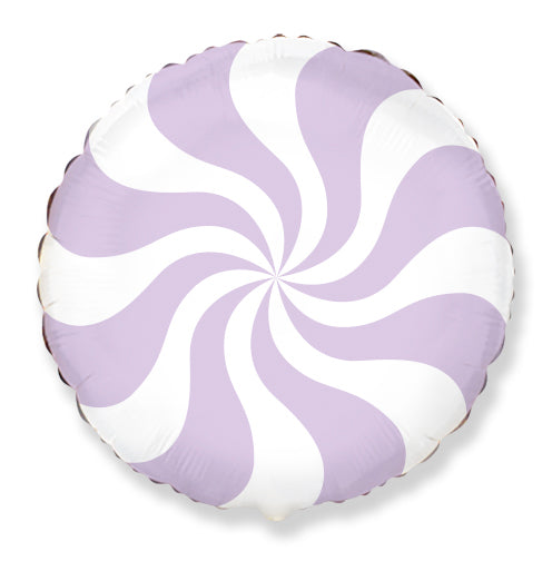 18" Round Candy Peppermint Swirl Pastel Lilac Foil Balloon