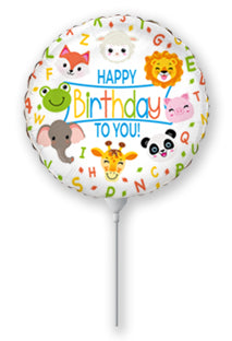 9" Airfill Only Animals Happy Birthday Foil Balloon