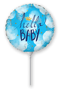 9" Airfill Only Hello Baby Boy Foil Balloon