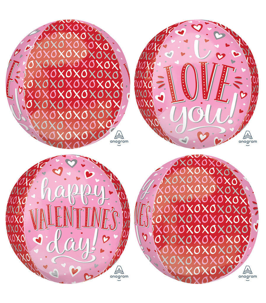 16" Orbz Valentine's DayWhimsical XOXO Foil Balloon