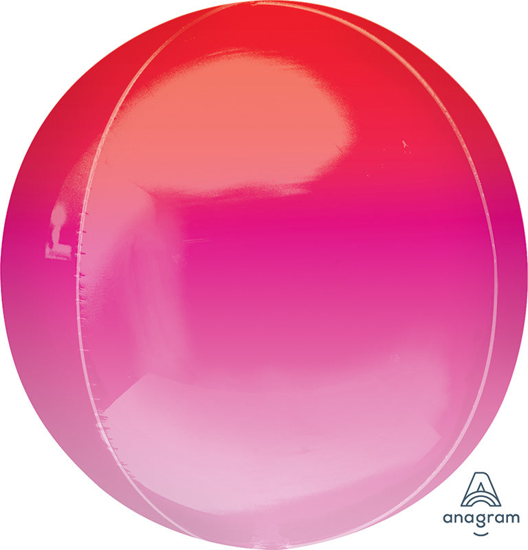 16" Ombre Orbz Red & Pink Foil Balloon