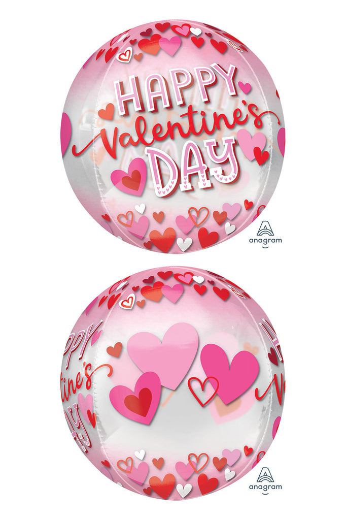 16" Clear Orbz Happy Valentine's Day Foil Balloon