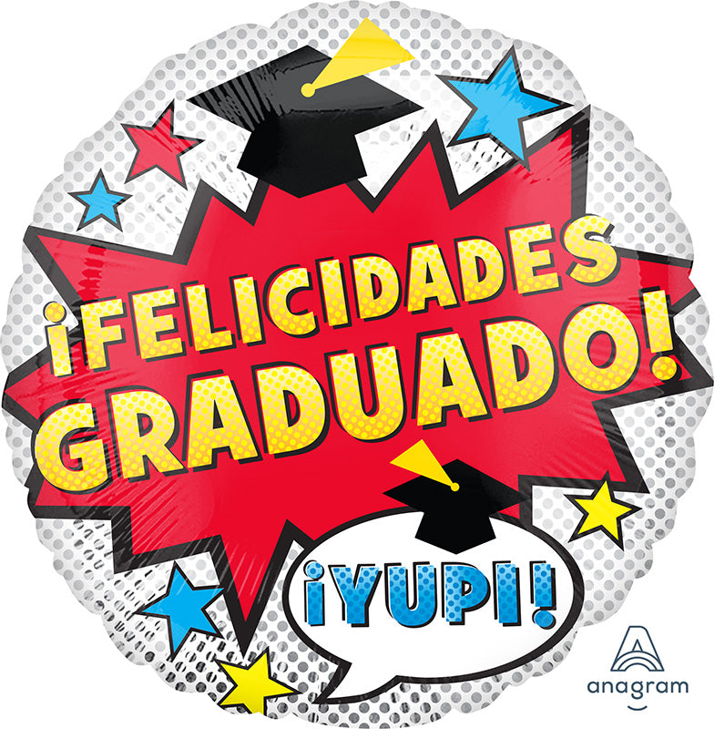 18" Felicidades Graduado Dots Foil Balloon (Spanish)