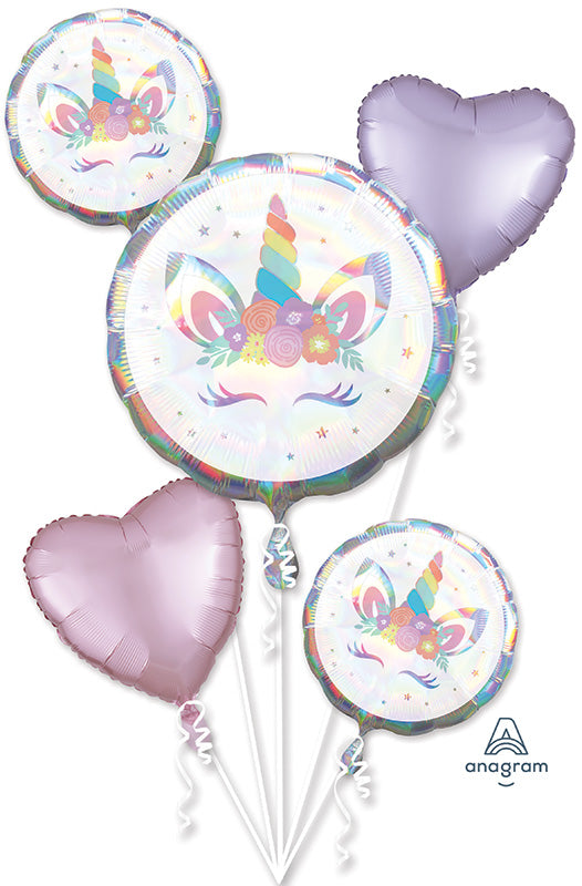 Unicorn Party Iridescent Bouquet Foil Balloon