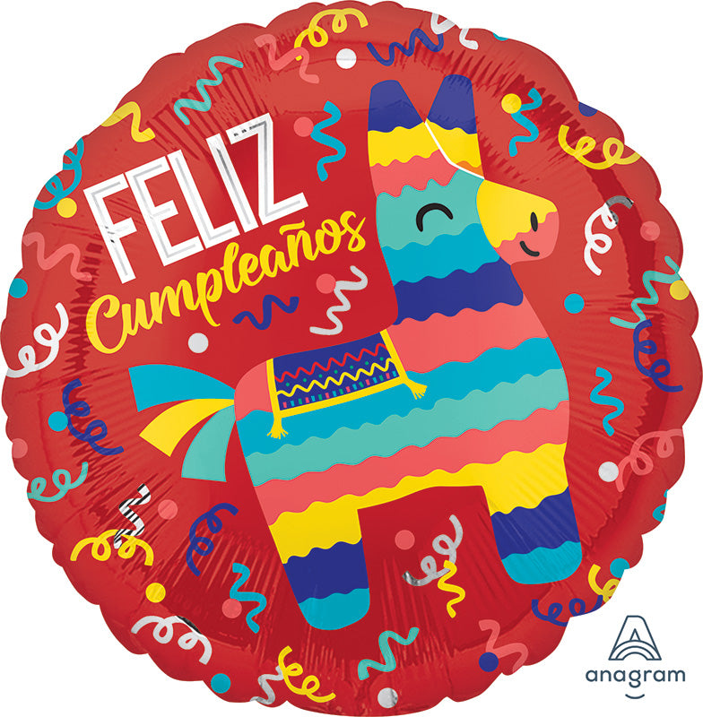 18" Feliz Cumpleaños Fiesta Foil Balloon (Spanish)