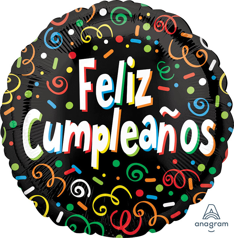 18" Feliz Cumpleaños Confetti Explosion Foil Balloon (Spanish)