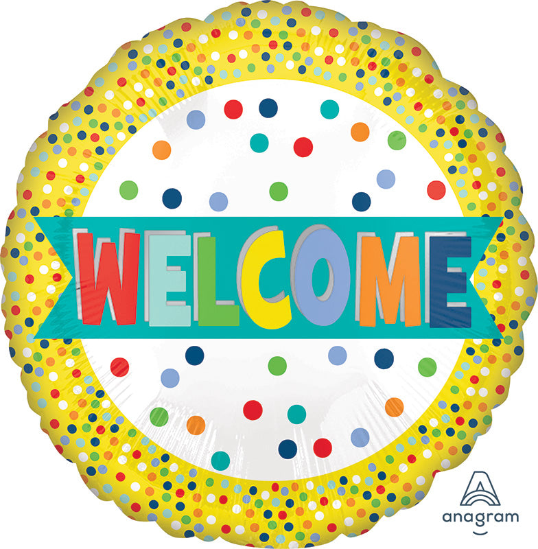18" Welcome Lots of Dots Foil Balloon