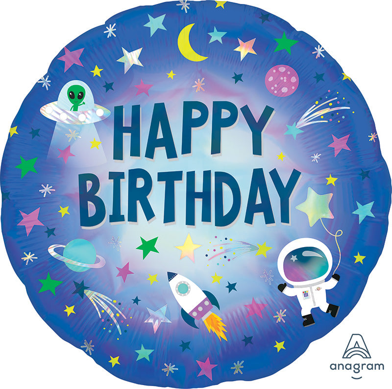 18" Happy Birthday Outer Space Foil Balloon