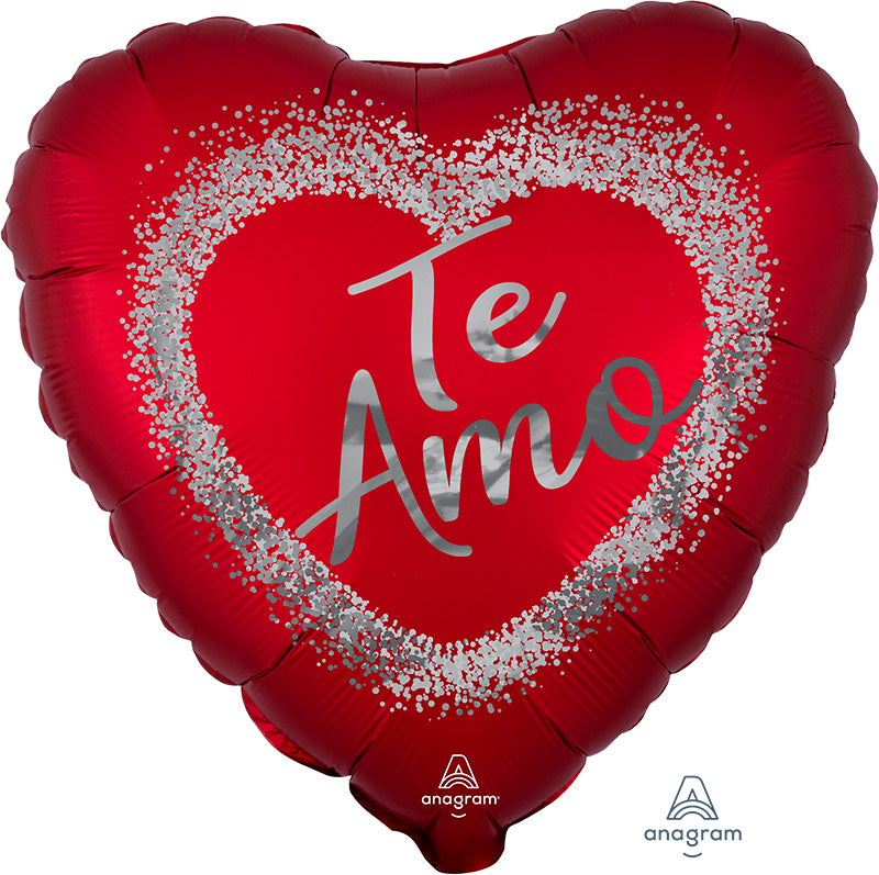 18" Satin Te Amo Red Burst Foil Balloon (Spanish)