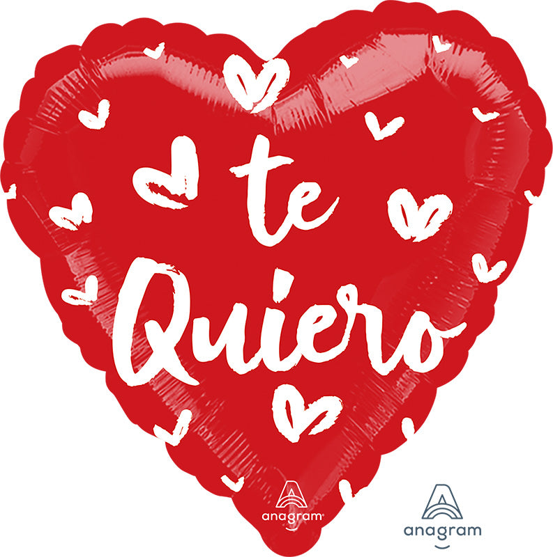 18" Satin Te Quiero Fresh Hearts Foil Balloon (Spanish)