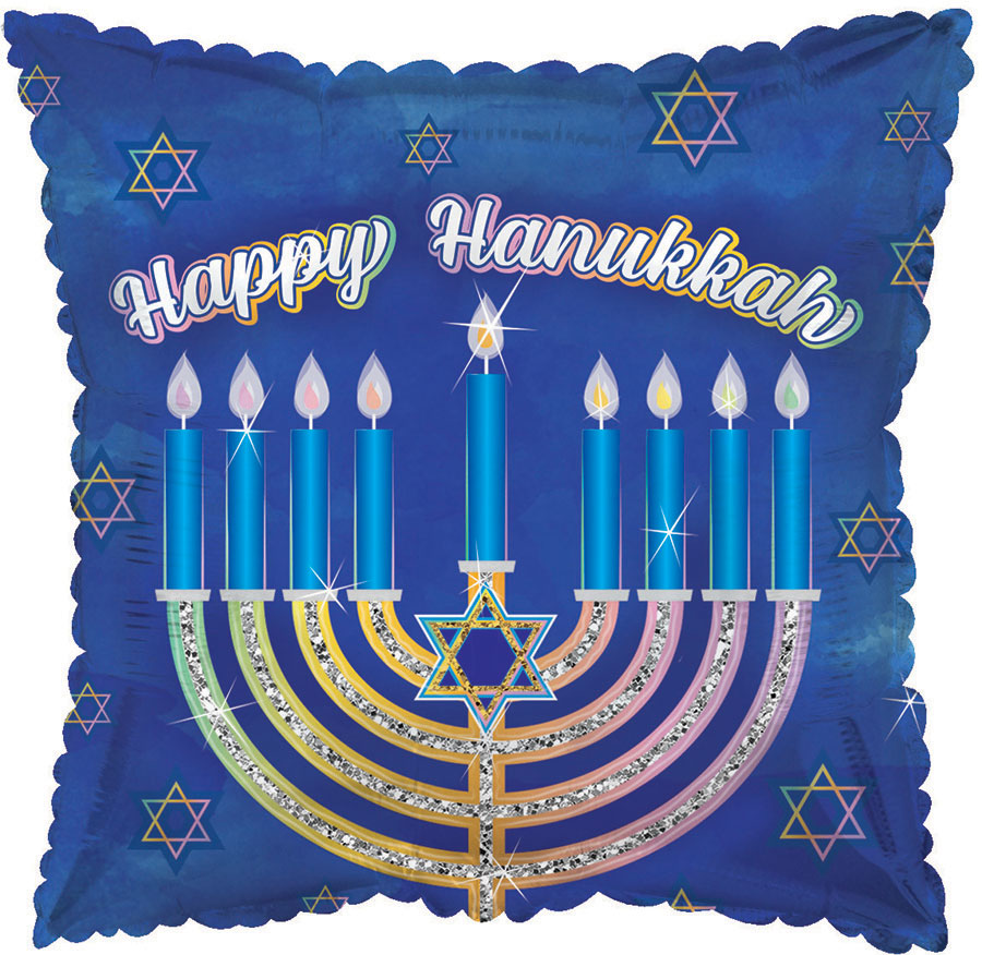17" Glittered Menorah Happy Hanukkah Foil Balloon