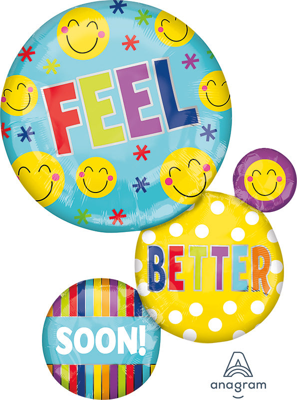 28" Feel Better Soon Bubbles SuperShape Foil Balloon