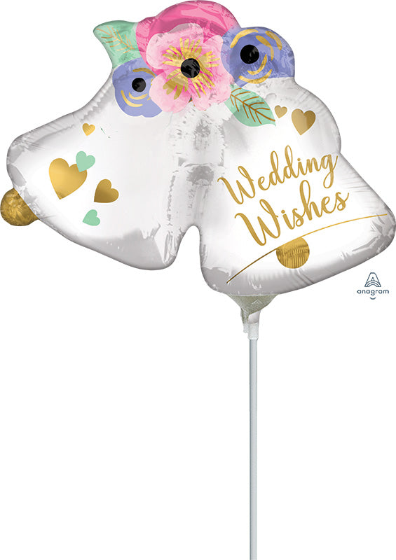Airfill Only Mini Shape Wedding Bells Foil Balloon