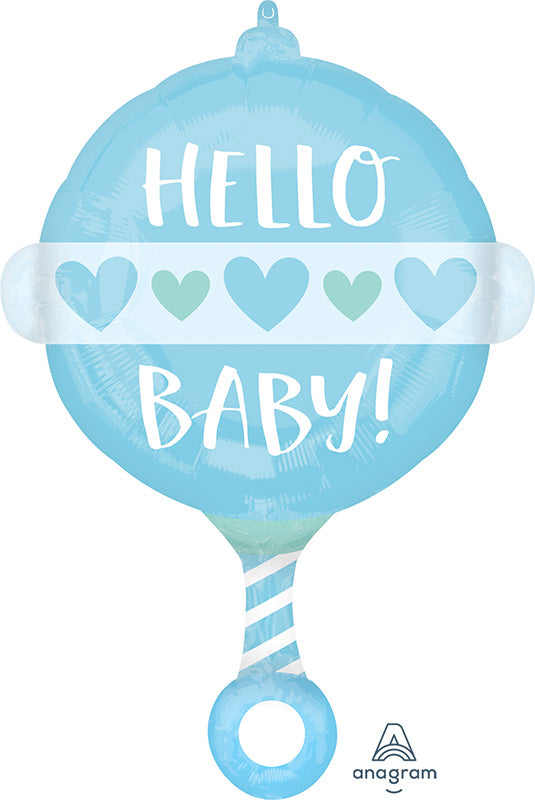 24" Baby Boy Rattle Foil Balloon