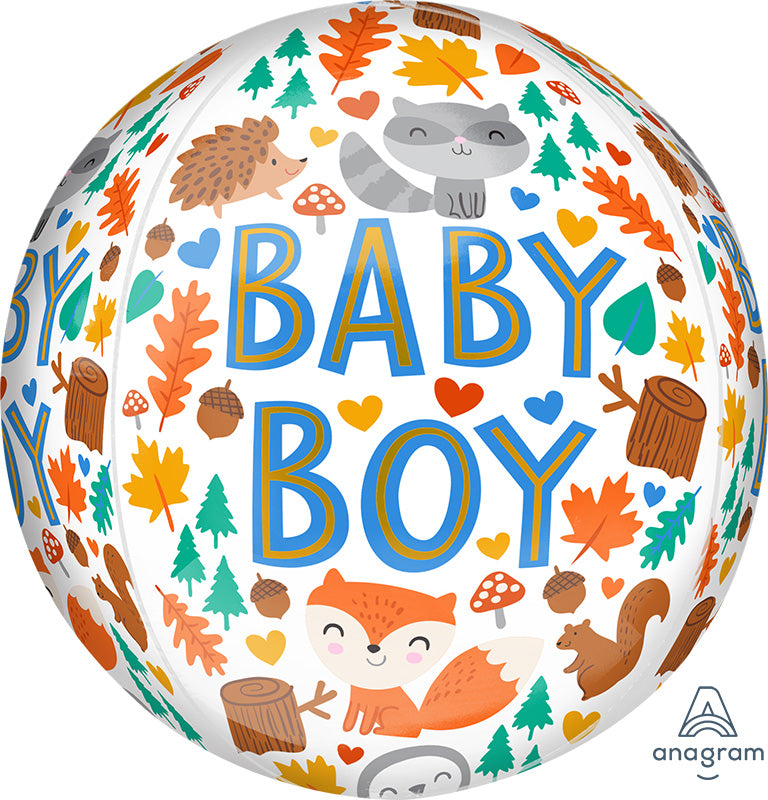16" Orbz Baby Boy Woodland Fun Foil Balloon