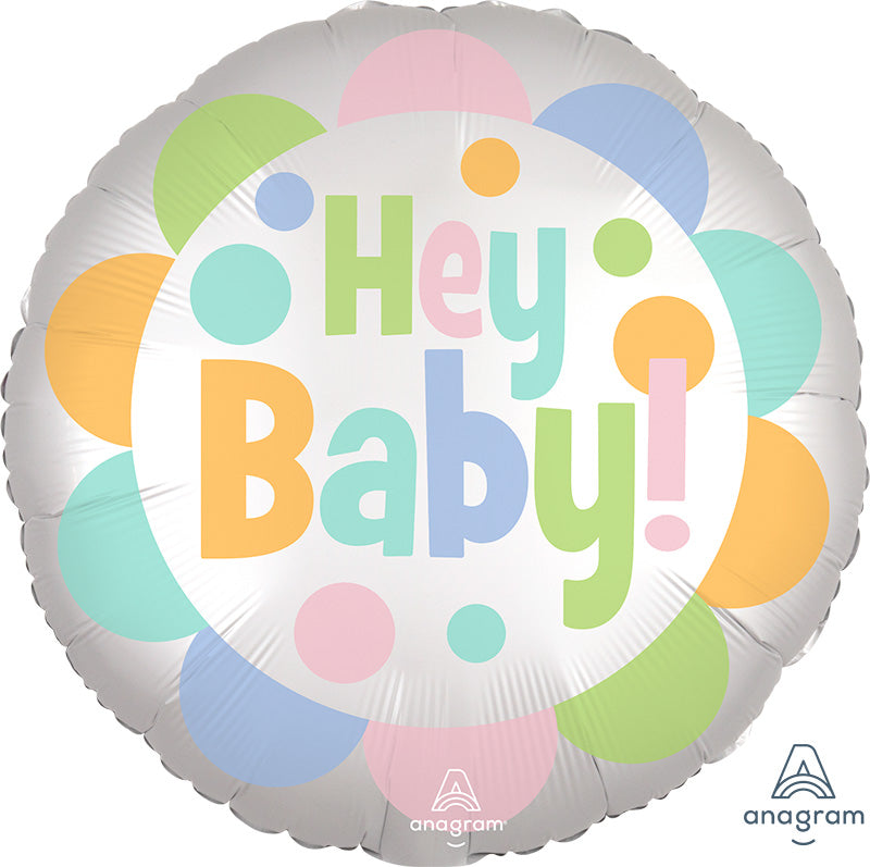 18" Satin Infused Hey Baby Foil Balloon
