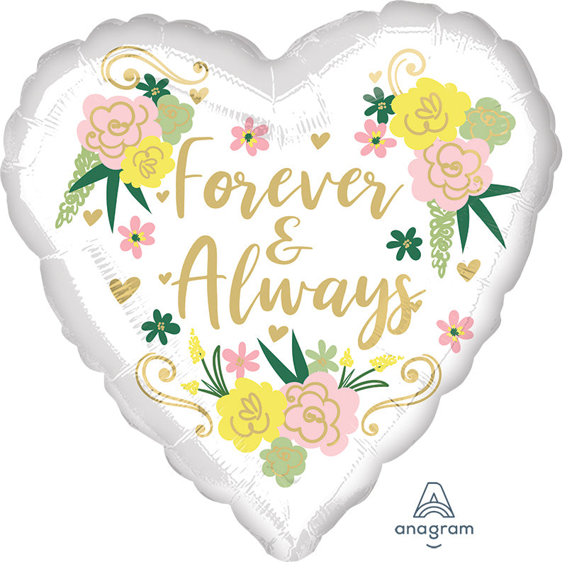 18" Forever & Always Floral Foil Balloon