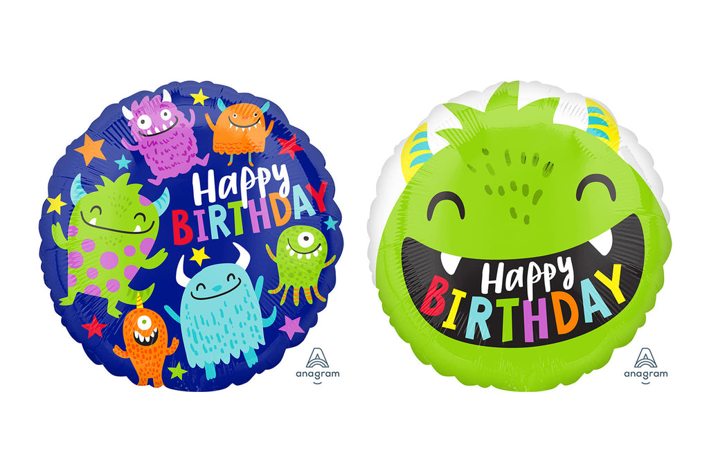 18" Happy Little Monsters Birthday Foil Balloon