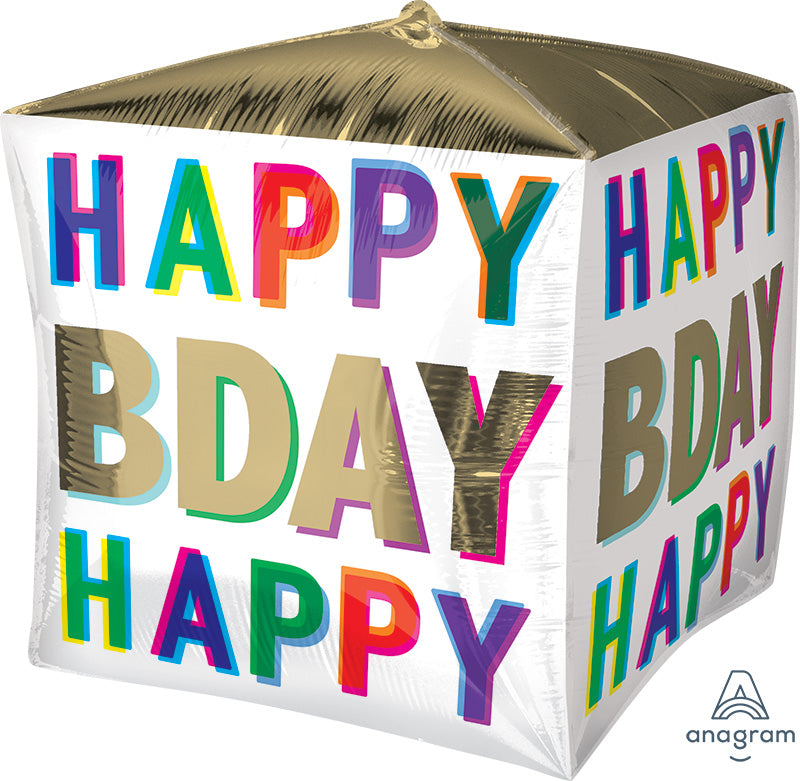 15" Ultrashape Cubez Birthday Offset Letters Foil Balloon