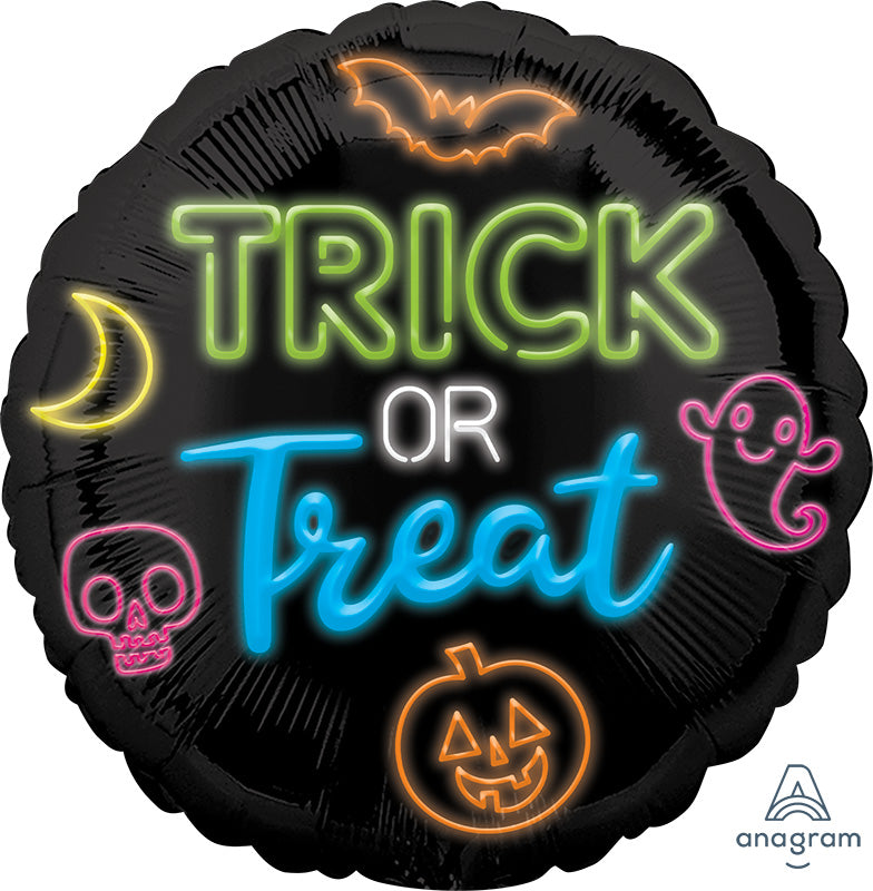 18" Neon Trick or Treat Foil Balloon