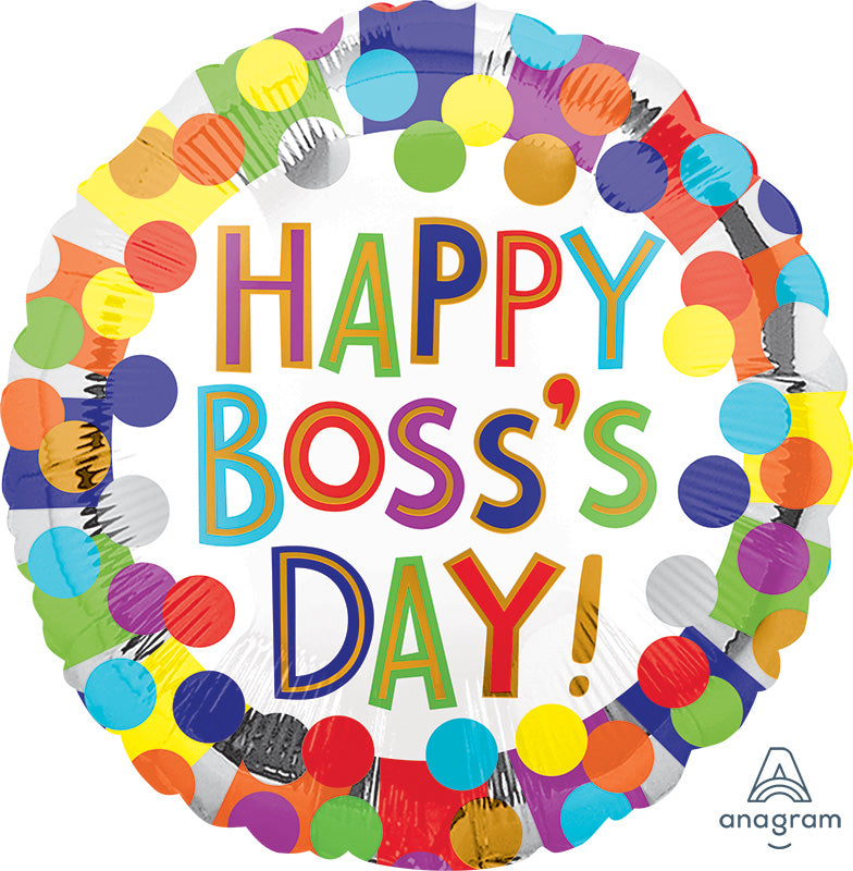 18" Boss's Day Bursty Dots Foil Balloon