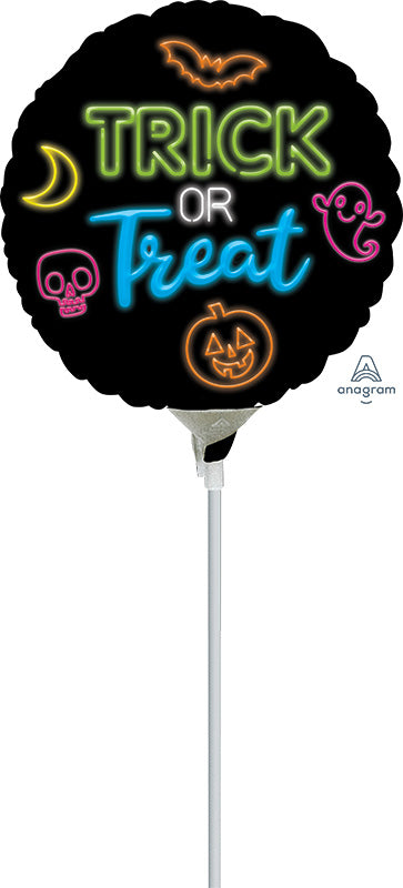 9" Airfill Only Neon Trick or Treat Foil Balloon