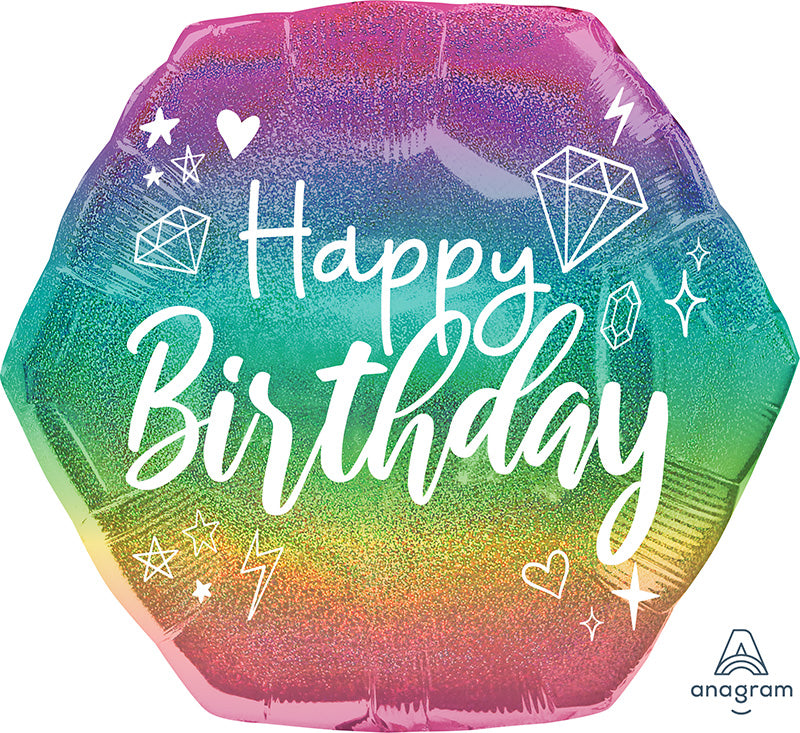 23" Sparkle Birthday Holographic SuperShape Foil Balloon