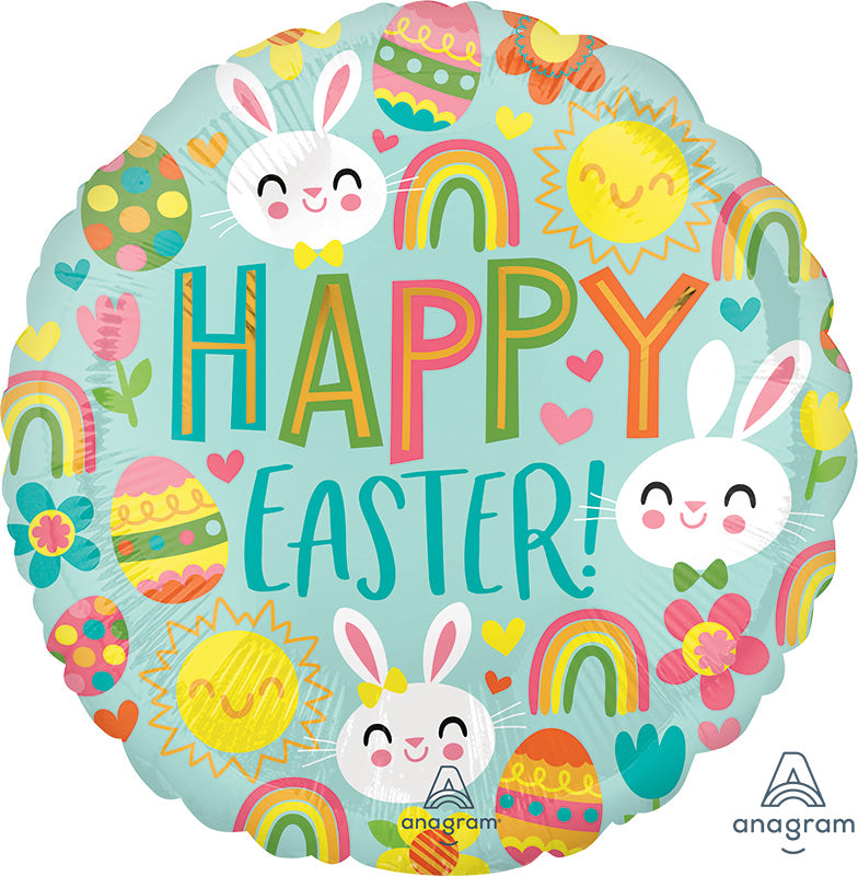 18" Happy Easter Icons Foil Balloon