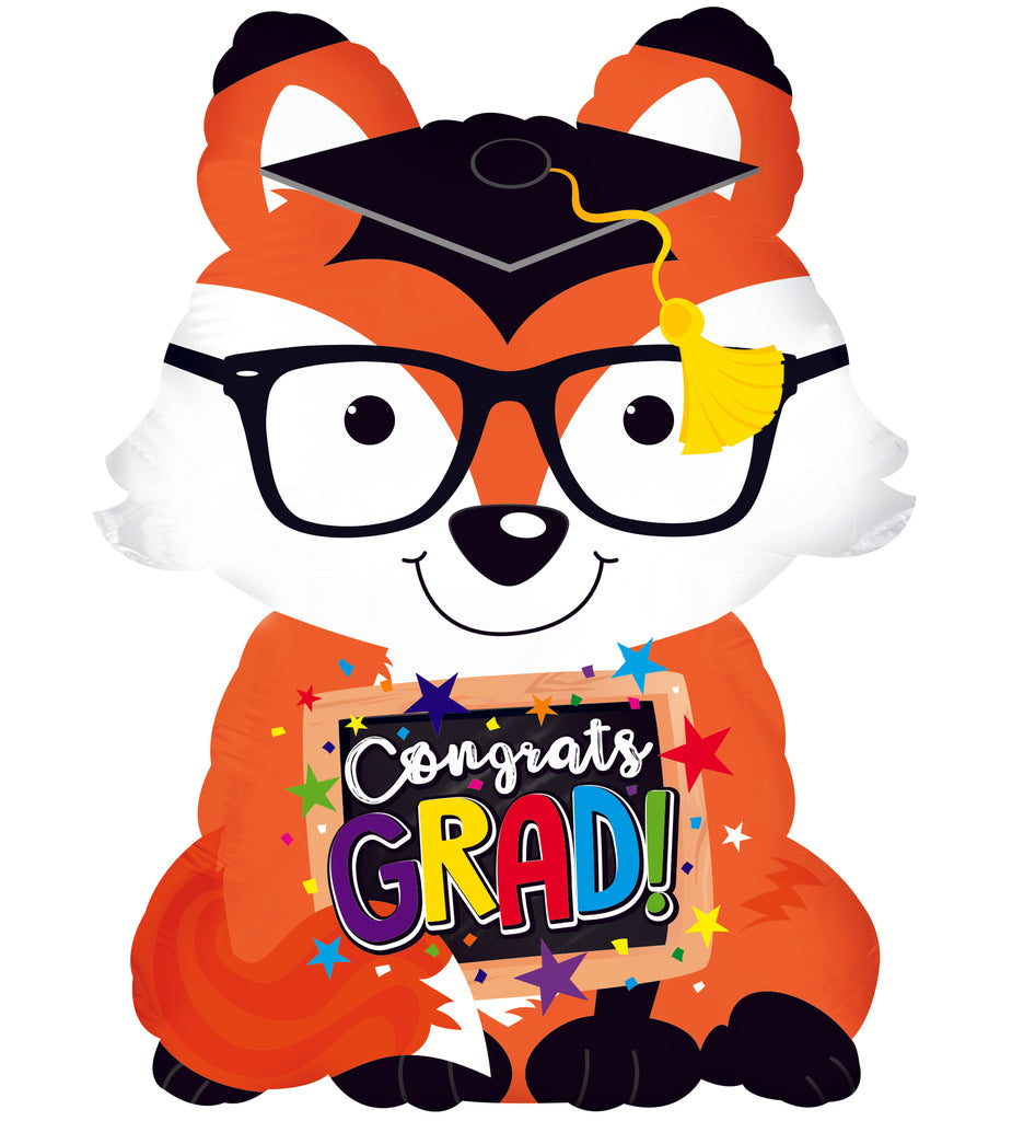 9" Airfill Only Congrats Grad Fox Balloon Foil Balloon