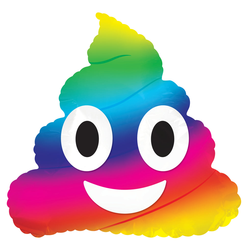 9" Airfill Only Emoticon Rainbow Poop Balloon