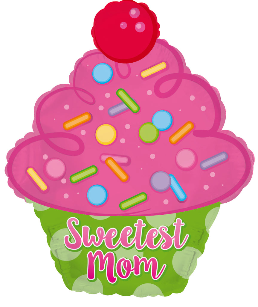 14" Airfill Only Sweetest Mom Cupcake Foil Balloon