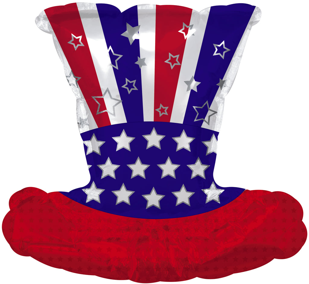 10" x 12" Airfill Only Patriotic Top Hat Mini-Shape Balloon