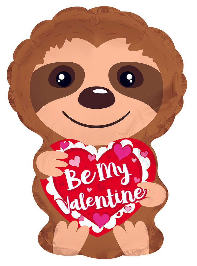 10" Airfill Only Be My Valentine Sloth Heart Foil Balloon