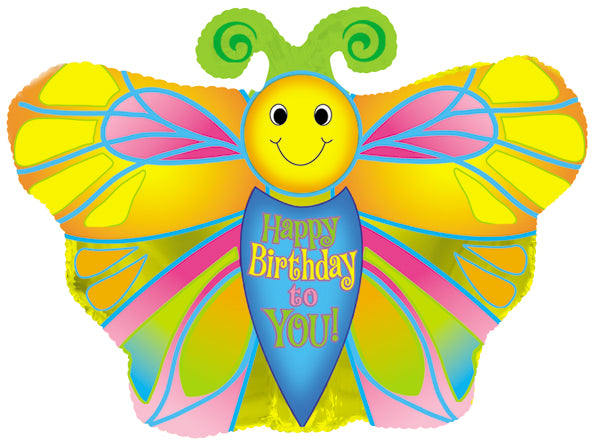 14" Airfill Only Happy Birthday To You Butterfly Balloon