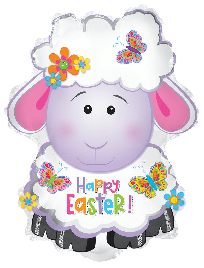 12" Airfill Only Happy Easter Lamb Foil Balloon
